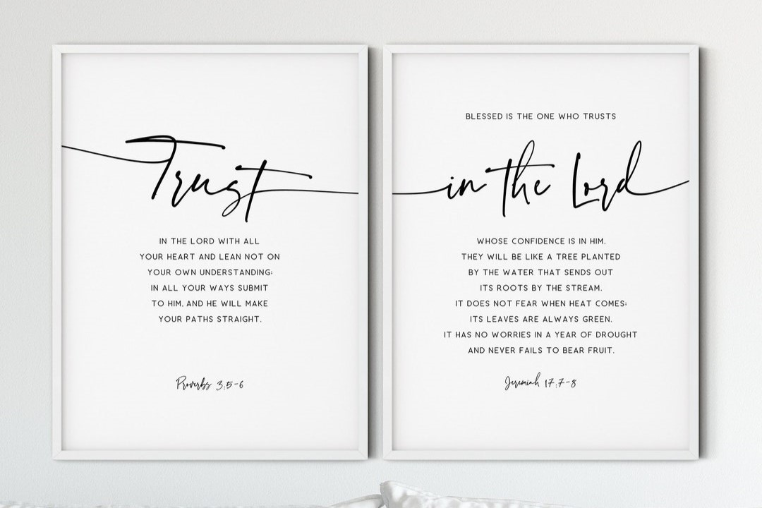 Trust in the LORD, Proverbs 3:5-6 | Duo Set, Christian Wall Art, A2 at XILEF Art